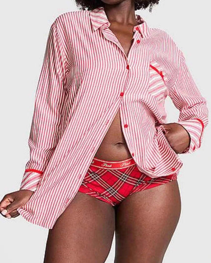 Striped Long Sleeve Button - Up Shirt - Trendsi