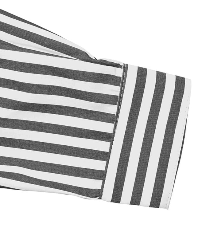 Striped Oversized Button - Up Shirt - Trendsi