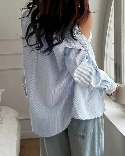 Striped Relaxed Fit Shirt - Button - Down for Effortless Style - Trendsi