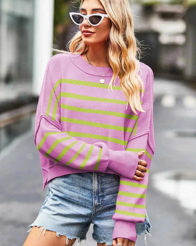 Striped Slit Sweater