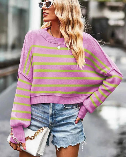 Striped Slit Sweater