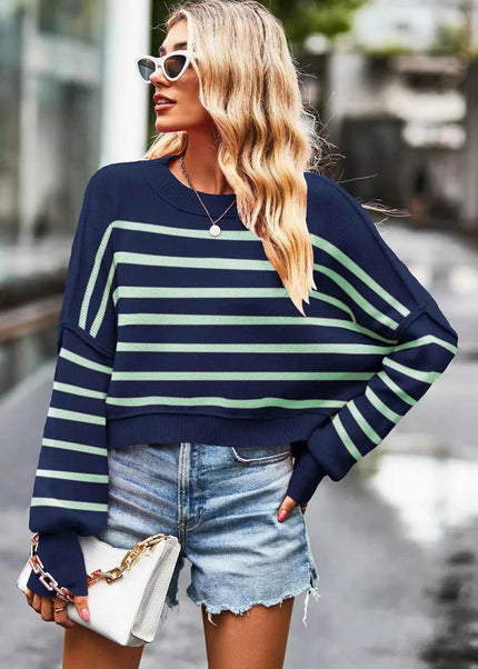 Striped Slit Sweater