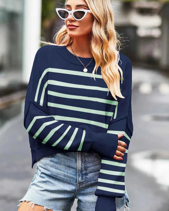 Striped Slit Sweater