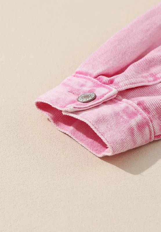 Studded Button Up Denim Jacket - Trendsi