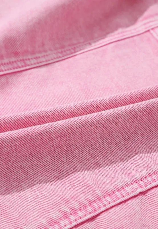 Studded Button Up Denim Jacket - Trendsi