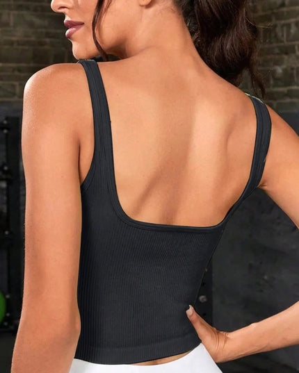 Sweetheart Neck Cropped Active Tank - Trendsi