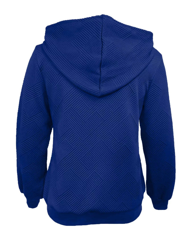 Texture Zip - Up Hoodie with Drawstring - Trendsi