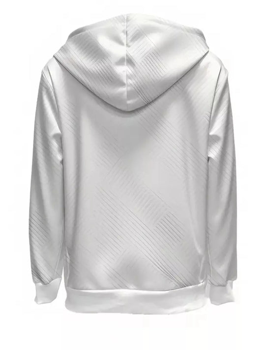 Texture Zip - Up Hoodie with Drawstring - Trendsi