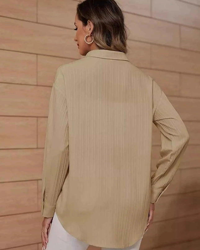 Textured Button - Down Shirt - Trendsi
