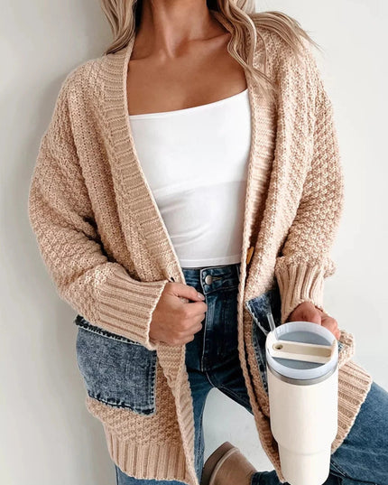 Textured Knit Open - Front Cardigan - Trendsi