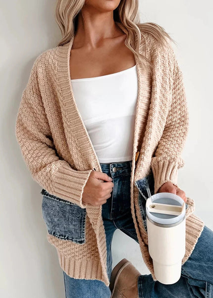 Textured Knit Open - Front Cardigan - Trendsi