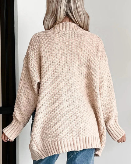 Textured Knit Open - Front Cardigan - Trendsi