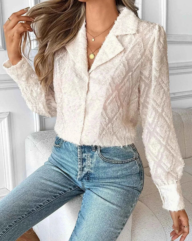 Textured Long Sleeve Shirt for Versatile Style and Comfort - Trendsi