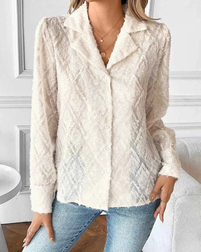 Textured Long Sleeve Shirt for Versatile Style and Comfort - Trendsi