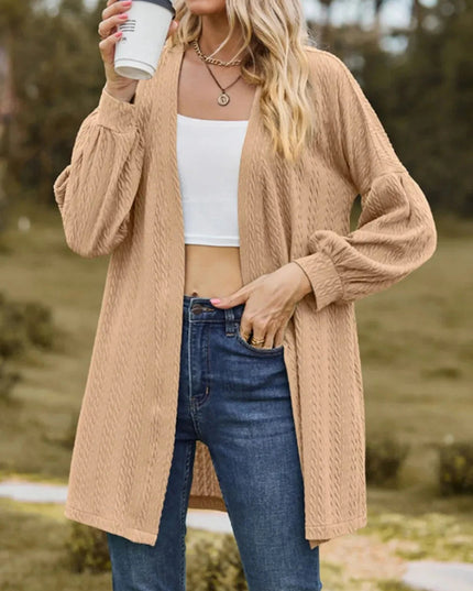 Textured Open Front Dropped Shoulder Cardigan - Trendsi