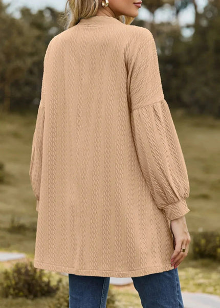 Textured Open Front Dropped Shoulder Cardigan - Trendsi