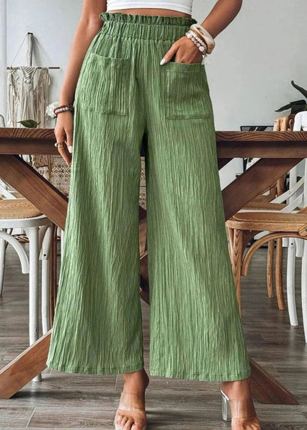 Textured Wide - Leg Pants - Trendsi