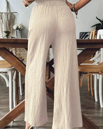 Textured Wide - Leg Pants - Trendsi