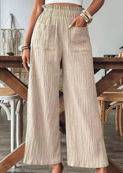 Textured Wide - Leg Pants - Trendsi