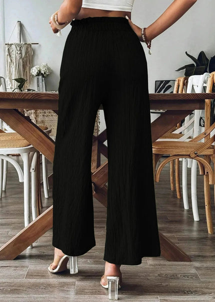 Textured Wide - Leg Pants - Trendsi