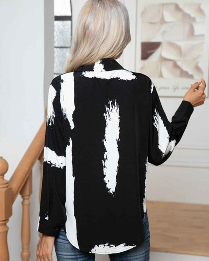 Tie - Dye Collared Neck Buttoned Shirt - Trendsi