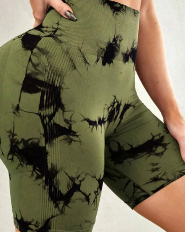 Tie - Dye High Waist Active Shorts - Trendsi