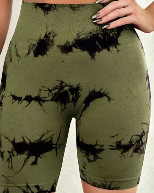 Tie - Dye High Waist Active Shorts - Trendsi