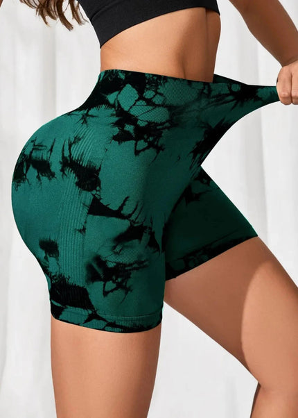 Tie - Dye High Waist Active Shorts - Trendsi