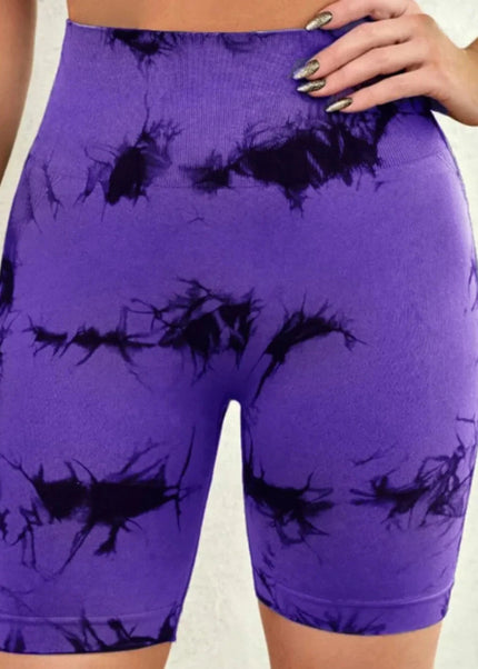 Tie - Dye High Waist Active Shorts - Trendsi