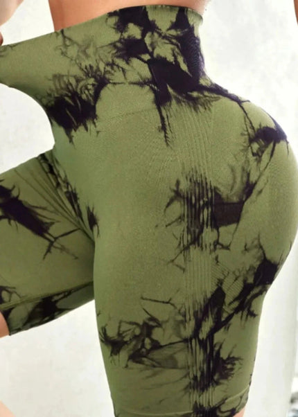 Tie - Dye High Waist Active Shorts - Trendsi