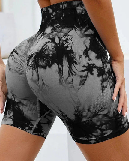 Tie - Dye High Waist Active Shorts - Trendsi