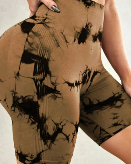 Tie - Dye High Waist Active Shorts - Trendsi