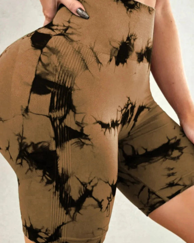 Tie - Dye High Waist Active Shorts - Trendsi