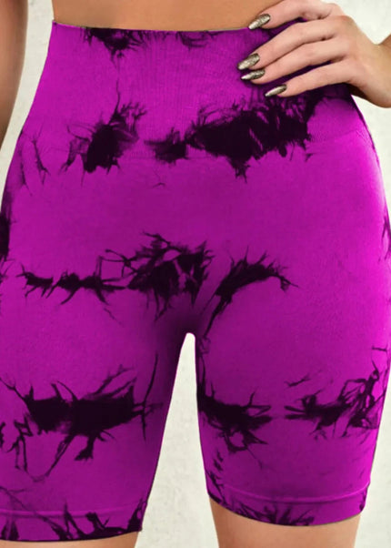 Tie - Dye High Waist Active Shorts - Trendsi