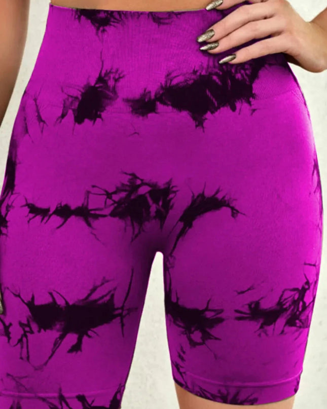 Tie - Dye High Waist Active Shorts - Trendsi