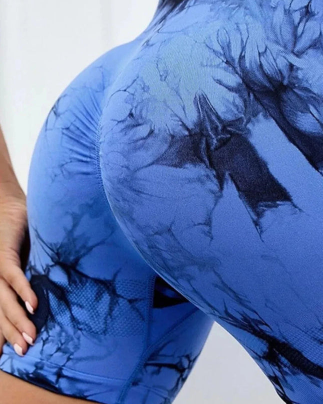 Tie - Dye High Waist Active Shorts - Trendsi