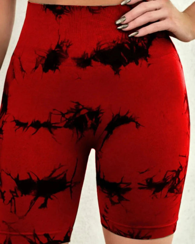 Tie - Dye High Waist Active Shorts - Trendsi