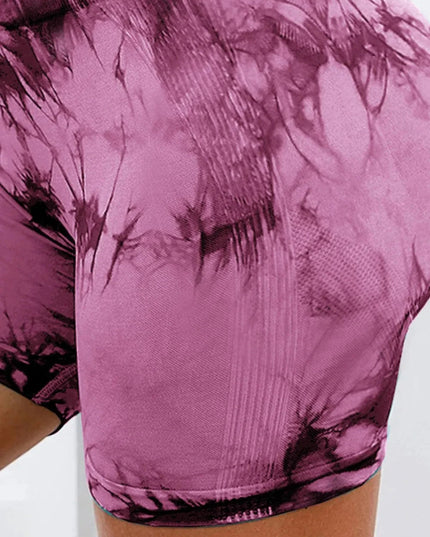 Tie - Dye High Waist Active Shorts - Trendsi