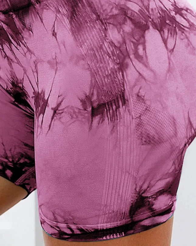 Tie - Dye High Waist Active Shorts - Trendsi