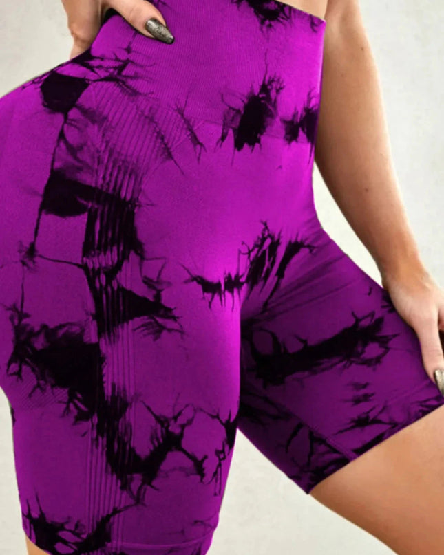Tie - Dye High Waist Active Shorts - Trendsi