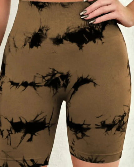Tie - Dye High Waist Active Shorts - Trendsi