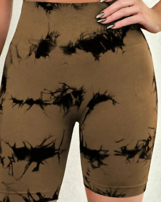 Tie - Dye High Waist Active Shorts - Trendsi