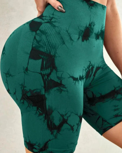 Tie - Dye High Waist Active Shorts - Trendsi