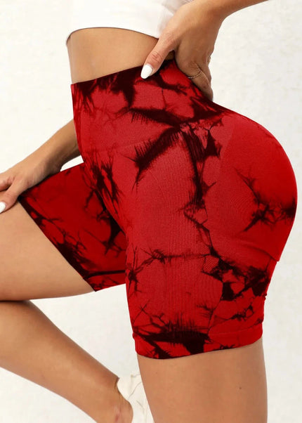 Tie - Dye High Waist Active Shorts - Trendsi