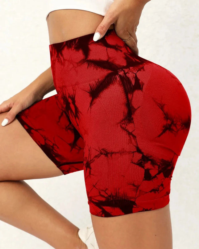 Tie - Dye High Waist Active Shorts - Trendsi