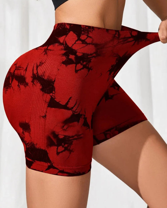 Tie - Dye High Waist Active Shorts - Trendsi