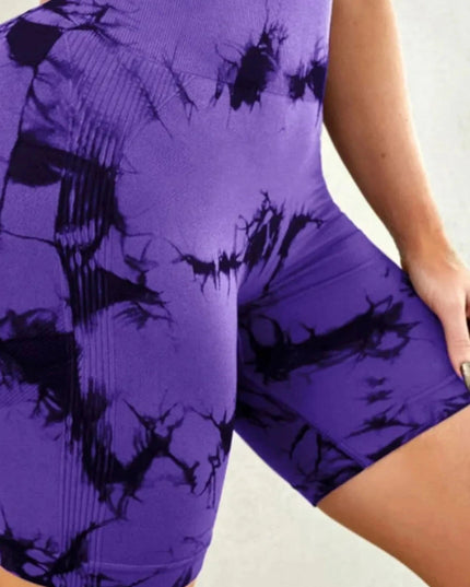 Tie - Dye High Waist Active Shorts - Trendsi