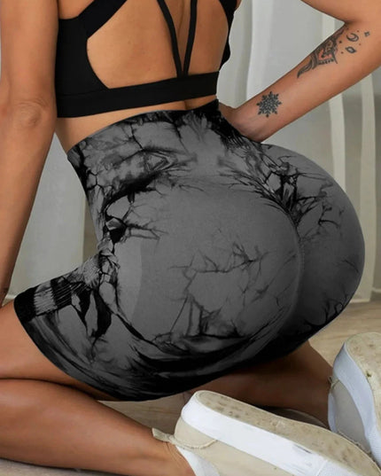 Tie - Dye High Waist Active Shorts - Trendsi