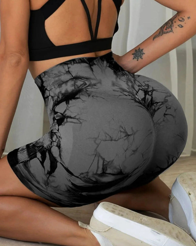 Tie - Dye High Waist Active Shorts - Trendsi