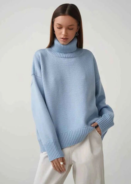 Turtleneck Long Sleeve Sweater - Trendsi